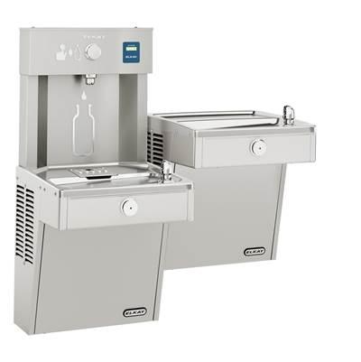ezH2O Vandal-Resistant Bottle Filling Station & Bi-Level Reverse Cooler Non-Filtered Refrigerated Stainless