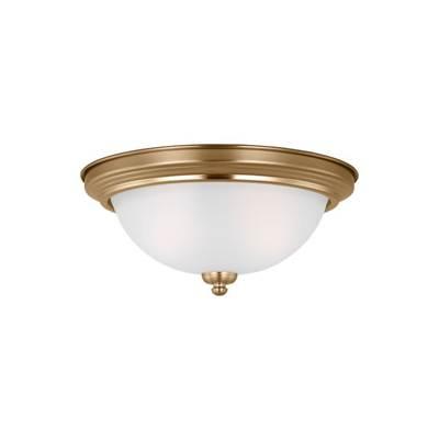 Geary Two Light Flush Mount Satin Brass Bulbs Inc