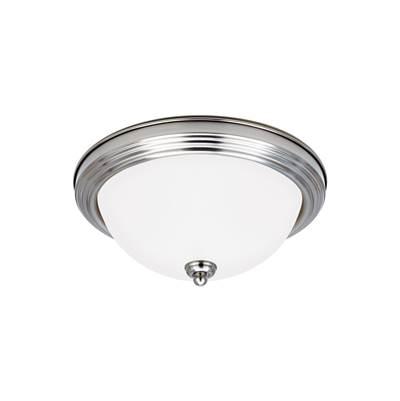 Geary Two Light Flush Mount Brushed Nickel Satin Etched Glass Bulbs Included
