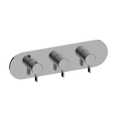 M-Series Round 3-Hole Trim Plate with Terra Handles (Horizontal Installation) by Graff