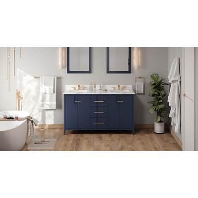60'' Hale Blue Katara Vanity, Double Bowl, Calacatta Vienna Quartz Vanity Top, Two Undermount Rectangle Bowls