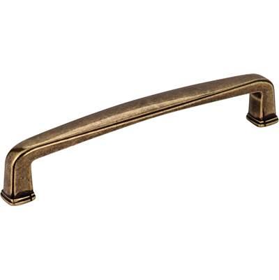 128 mm Center-to-Center Lightly Distressed Antique Brass Square Milan 1 Cabinet Pull by Jeffrey Alexander