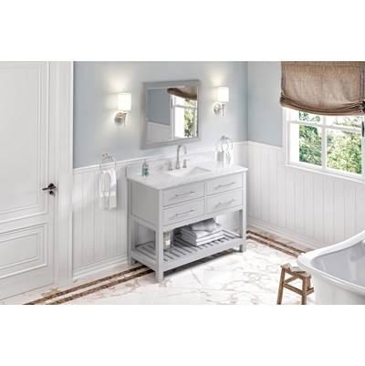 48'' Grey Wavecrest Vanity, White Carrara Marble Vanity Top, undermount rectangle bowl