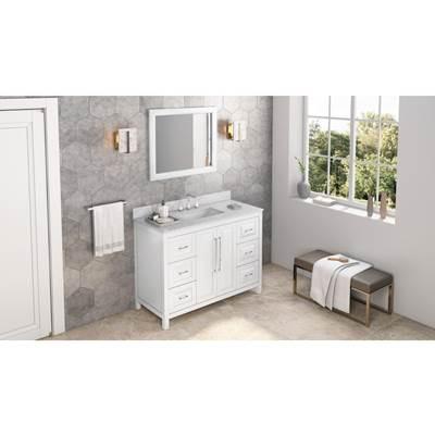 48'' White Cade Vanity, White Carrara Marble Vanity Top, undermount rectangle bowl
