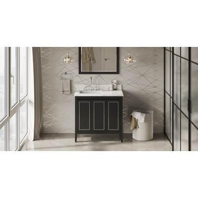 36'' Black Percival Vanity, Left Offset, Calacatta Vienna Quartz Vanity Top, Undermount Rectangle Bowl