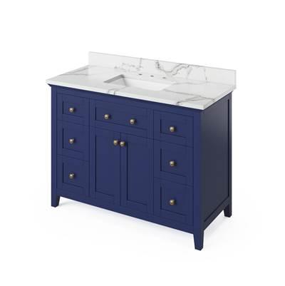 48'' Hale Blue Chatham Vanity, Calacatta Vienna Quartz Vanity Top, undermount rectangle bowl