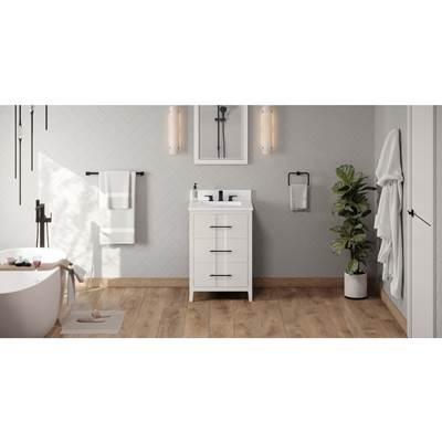 24'' White Katara Vanity, White Quartz Vanity Top, Undermount Rectangle Bowl by Jeffrey Alexander