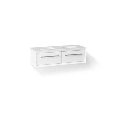 60'' wall-hung bathroom vanity cabinet with sinks and quartz top by Kohler