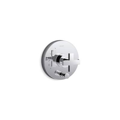 Composed Rite-Temp valve trim with push-button diverter and cross handle by Kohler
