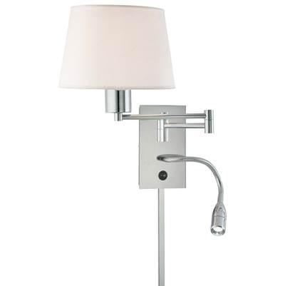1 Light Swing Arm Wall Lamp W/ Led Reading Lamp by George Kovacs