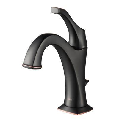 ArloE Oil Rubbed Bronze Single Handle Basin Bathroom Faucet with Lift Rod Drain and Deck Plate by Kraus