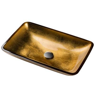 Rectangular Gold Glass Vessel Bathroom Sink, 22 inch by Kraus