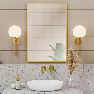 24 by 36 Inch Rectangle Mirror - Brushed Brass Frame by Maidstone