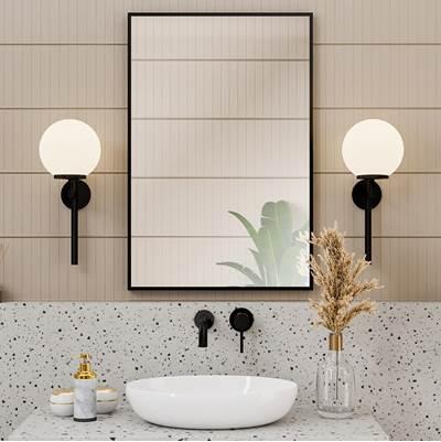 24 by 36 Inch Rectangle Mirror - Matte Black Frame by Maidstone