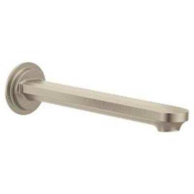Brushed nickel one-handle tub filler by Moen