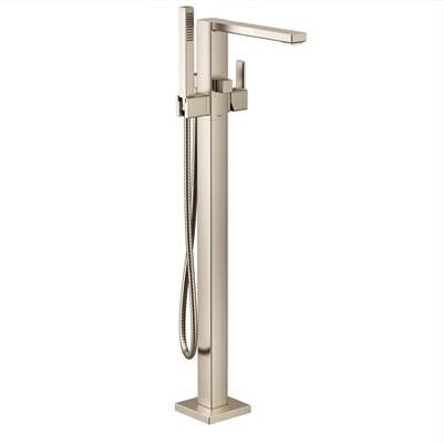 90 Degree One-Handle Freestanding Floor Mount Tub Filler with Handshower, Brushed Nickel by Moen