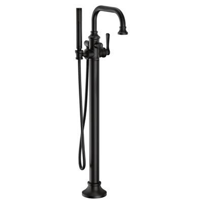 Colinet One-Handle Freestanding Floor Mount Tub Filler with Handshower in Matte Black by Moen