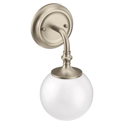 Brushed Nickel One Globe Bath Light by Moen