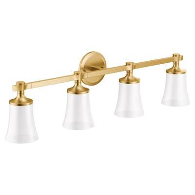 Brushed Gold Four Globe Bath Light by Moen