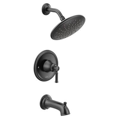Dartmoor 1-Handle Tub and Shower Trim Kit with Eco-Performance Rainshower in Matte Black by Moen