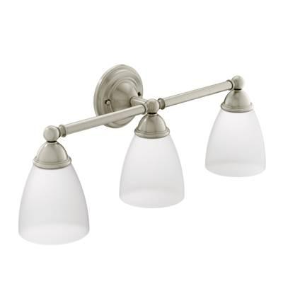 Brushed Nickel Three Globe Bath Light by Moen