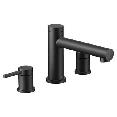 Align 2-Handle Deck Mount Roman Tub Faucet Trim Kit in Matte Black (Valve Sold Separately) by Moen