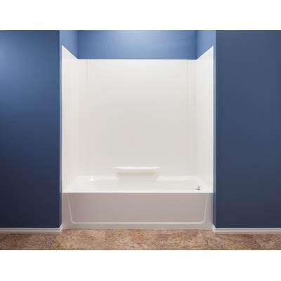 Durawall Bathtub Wall, Fiberglass, White, 3 Piece
