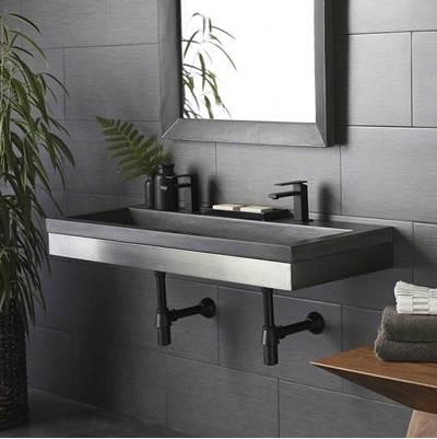 48'' Zaca Vanity Base with NativeStone Trough in Slate by Native Trails