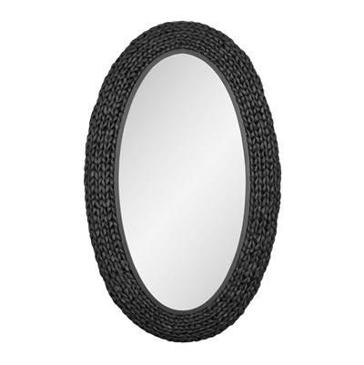 Athena 24x40 Oval Wall Mirror - Matte Black/Black Seagrass by Varaluz