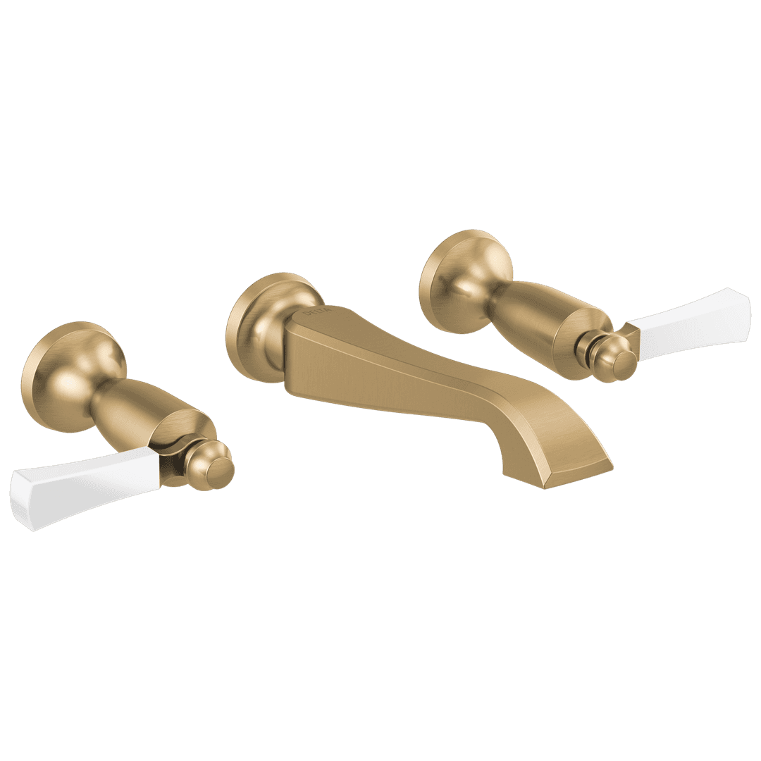 DorvalE Two Handle Wall Mount Bathroom Faucet Trim Only - Champagne Bronze Porcelain by Delta Faucet