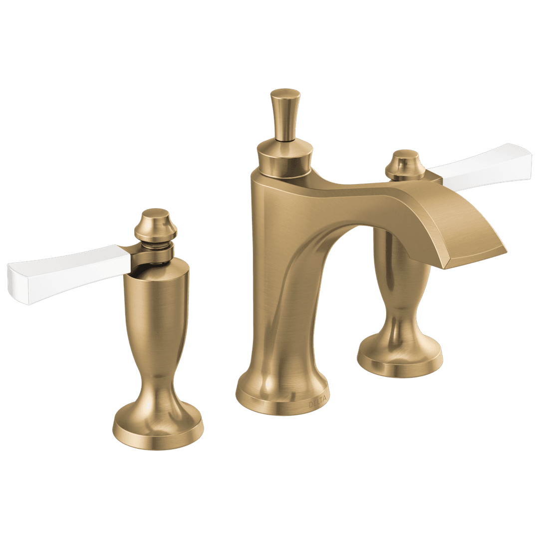 DorvalE Two Handle Widespread Bathroom Faucet - Champagne Bronze Porcelain by Delta Faucet