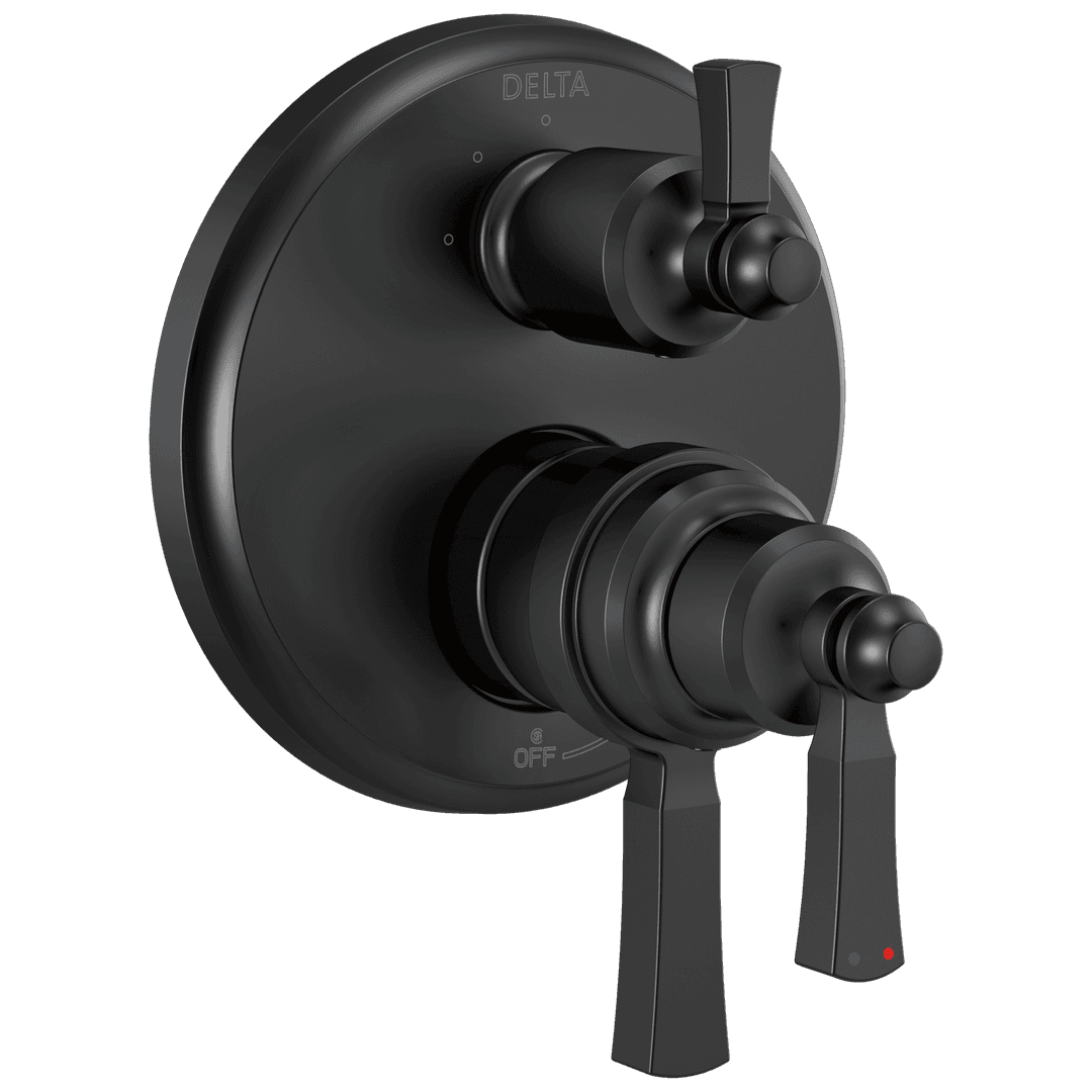 DorvalE Traditional 2-Handle Monitor 17T Series Valve Trim with 3 Setting Diverter - Matte Black by Delta Faucet