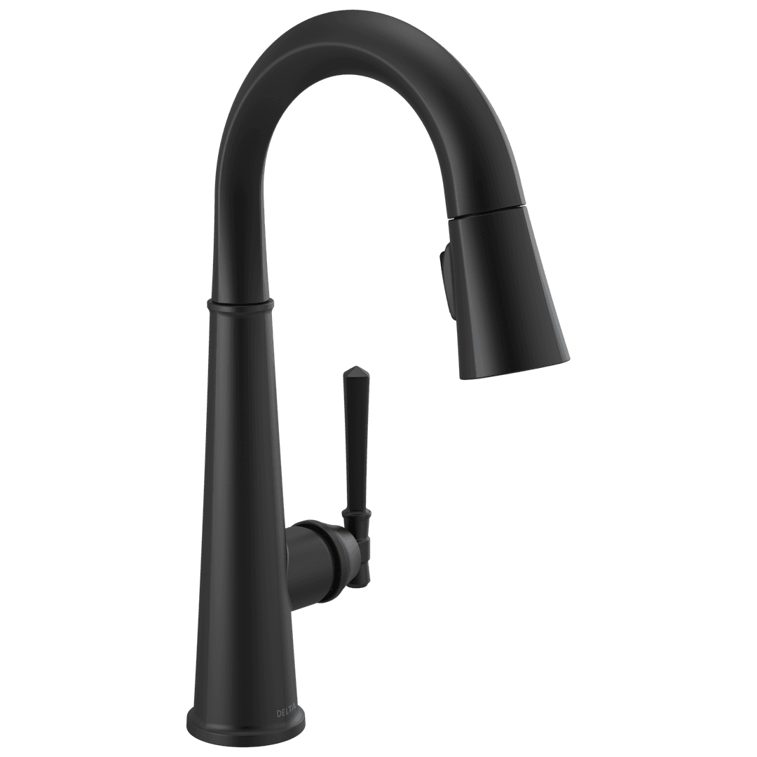 EmmelineE Single Handle Pull Down Bar/Prep Faucet - Matte Black by Delta Faucet