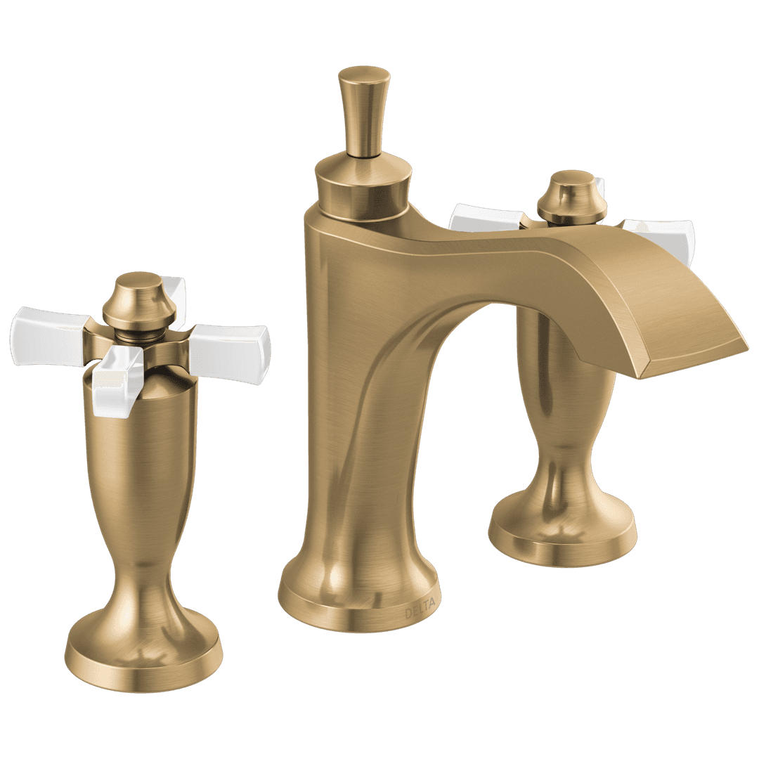 DorvalE Two Handle Widespread Bathroom Faucet - Champagne Bronze Porcelain by Delta Faucet