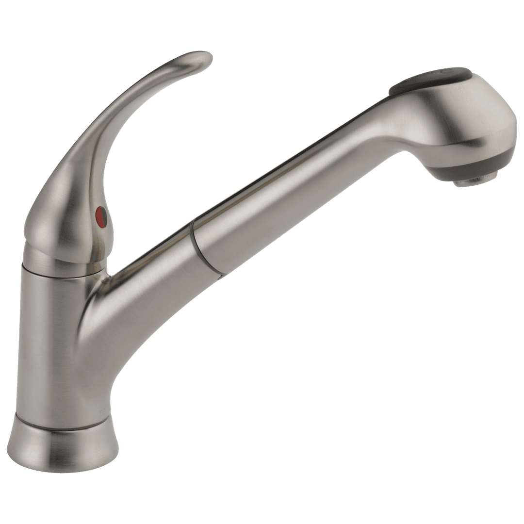 Foundations Single Handle Pull-Out Kitchen Faucet - Stainless by Delta Faucet