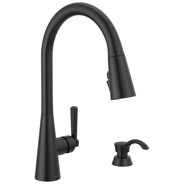BoydE Single Handle Pull-Down Kitchen Faucet with Soap Dispenser and ShieldSpray Technology