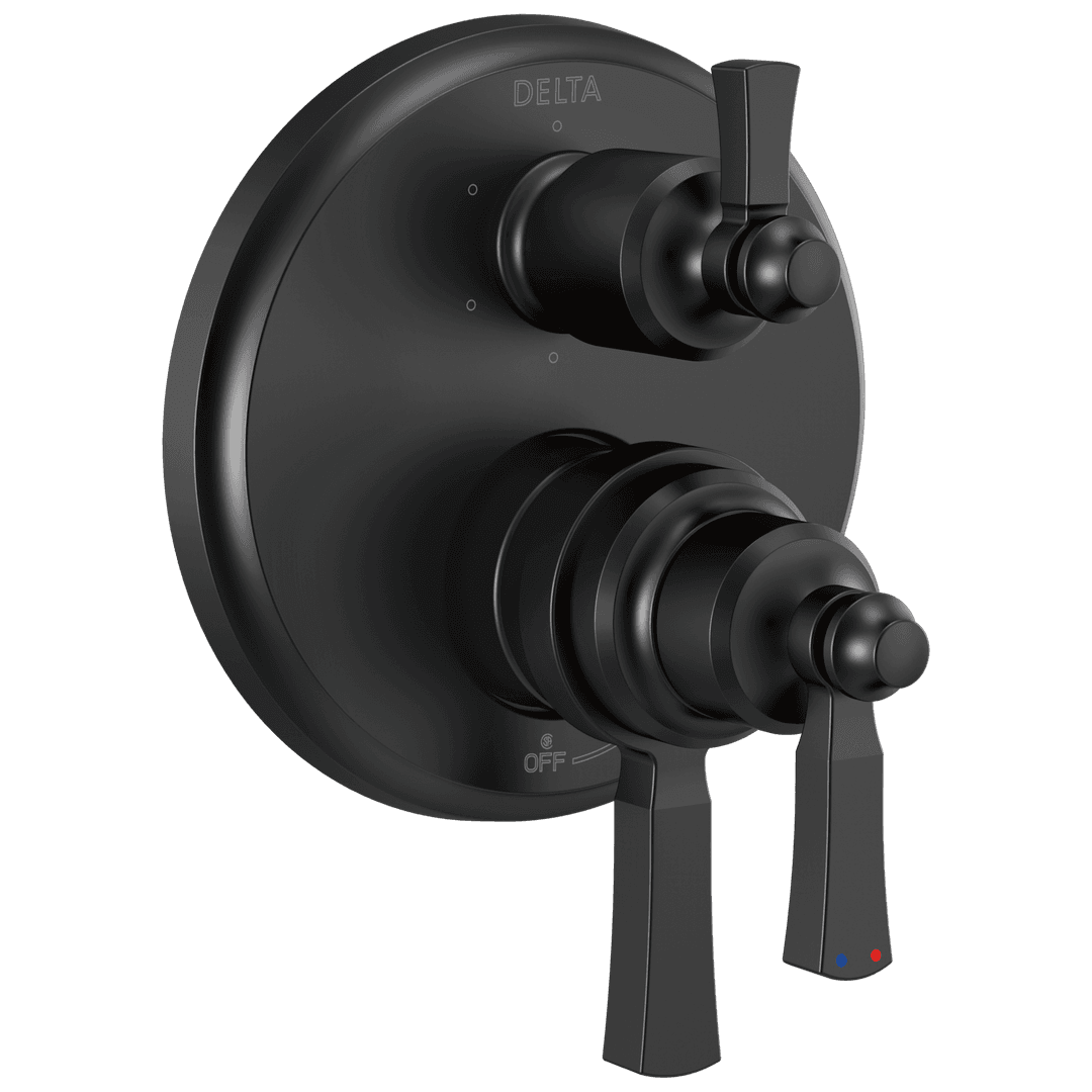 DorvalE Traditional 2-Handle Monitor 17 Series Valve Trim with 6 Setting Diverter - Matte Black by Delta Faucet