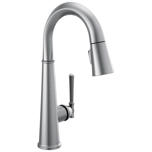 EmmelineE Single Handle Pull Down Bar/Prep Faucet - Lumicoat Arctic Stainless