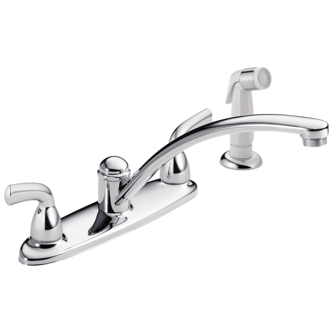 Foundations Two Handle Kitchen Faucet with Spray - Chrome by Delta Faucet