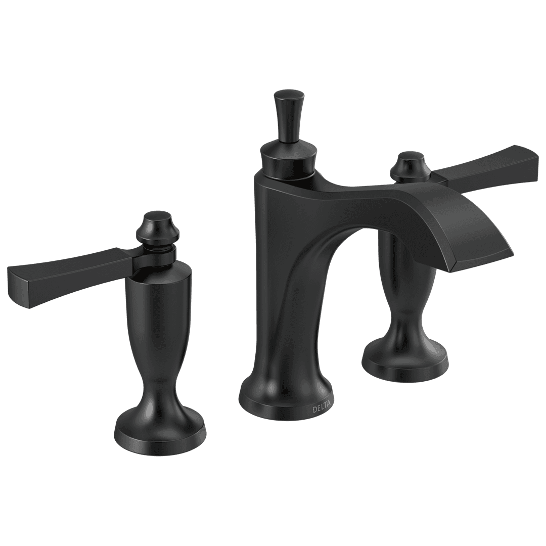 DorvalE Two Handle Widespread Bathroom Faucet - Matte Black by Delta Faucet