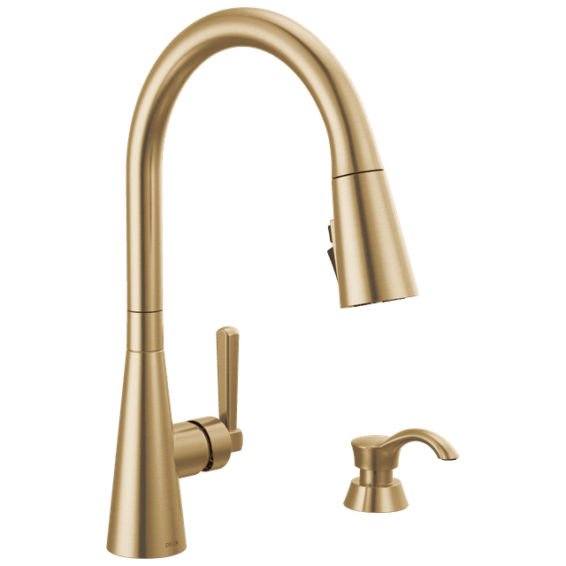 BoydE Single Handle Pull-Down Kitchen Faucet with Soap Dispenser and ShieldSpray Technology