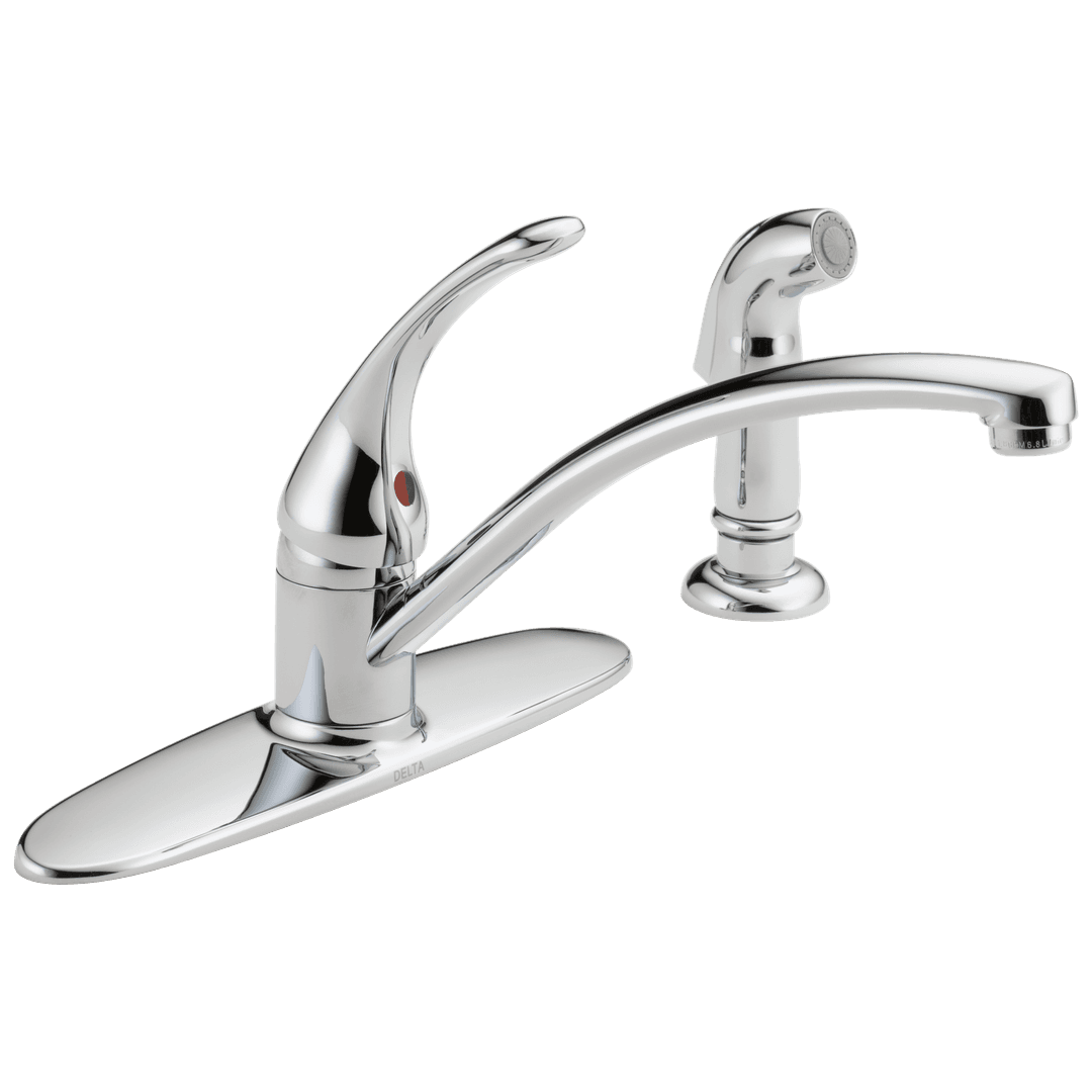 Foundations Single Handle Kitchen Faucet with Spray - Chrome by Delta Faucet