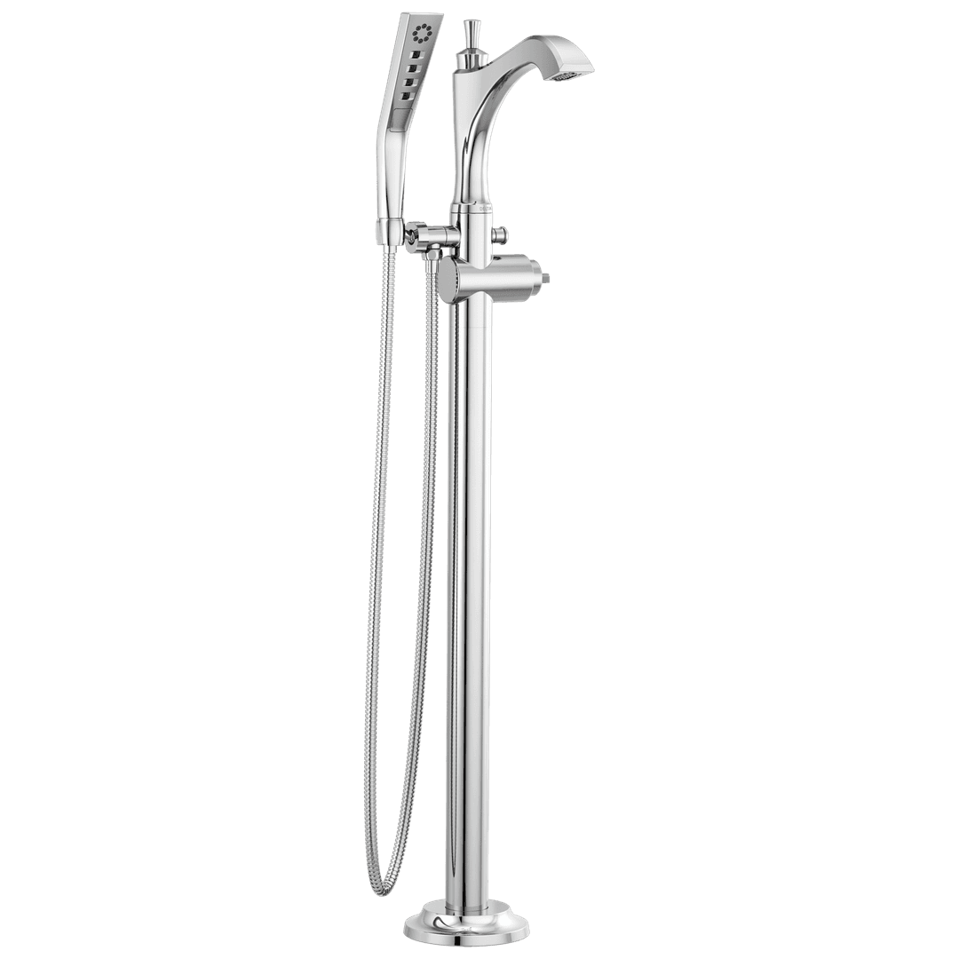 DorvalE Single Handle Floor Mount Tub Filler Trim - Less Handle - Chrome by Delta Faucet