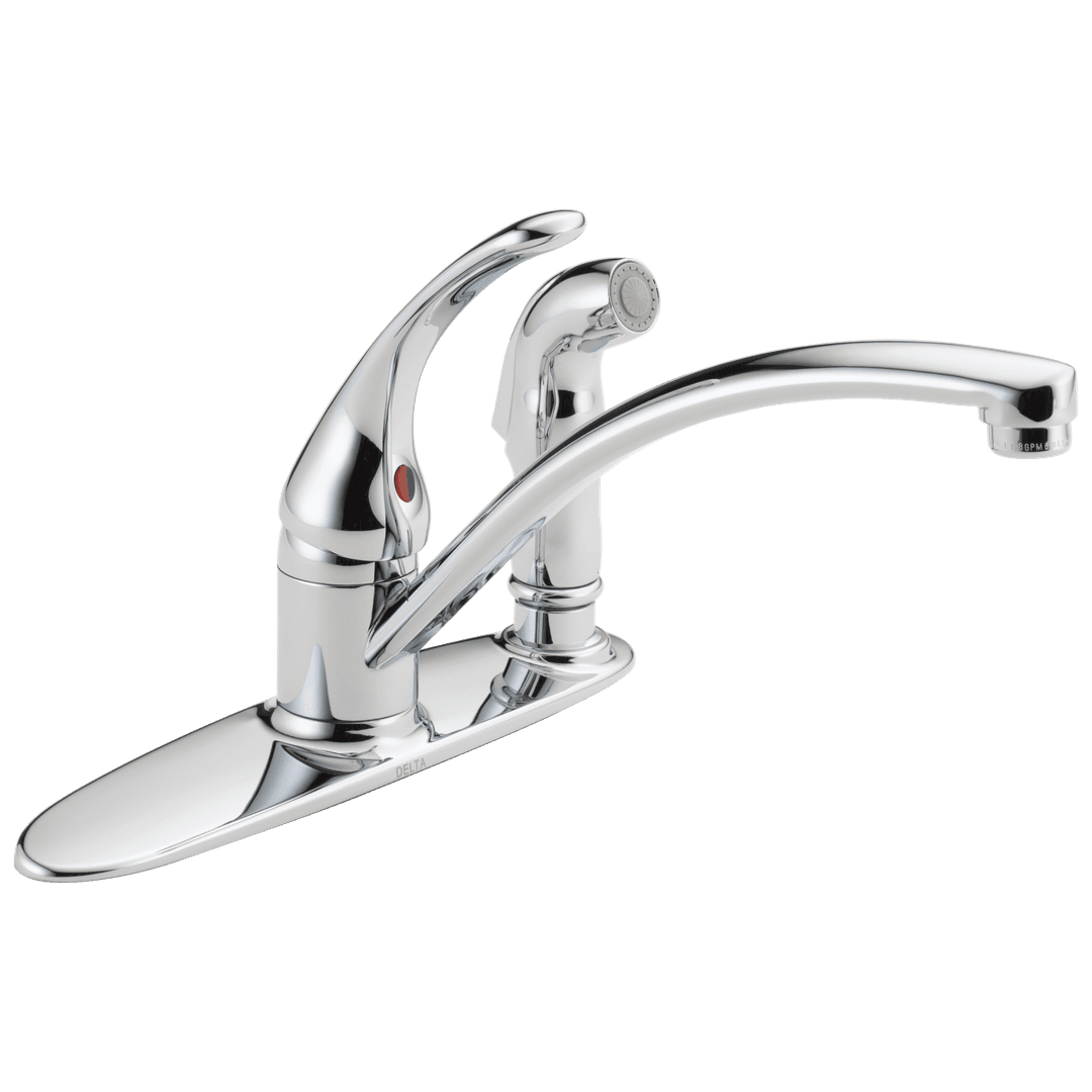 Foundations Single Handle Kitchen Faucet with Integral Spray - Chrome by Delta Faucet
