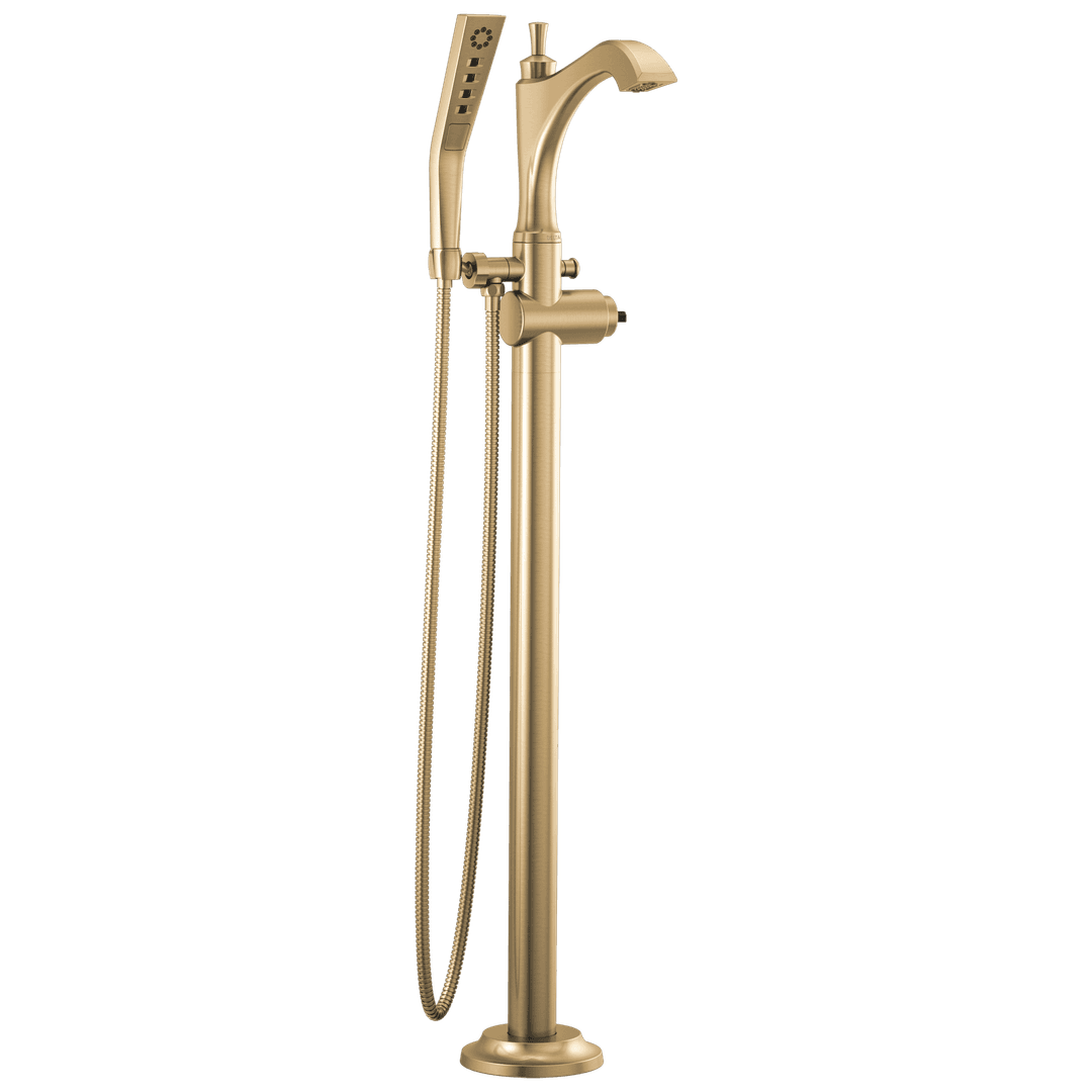 DorvalE Single Handle Floor Mount Tub Filler Trim - Less Handle - Champagne Bronze by Delta Faucet