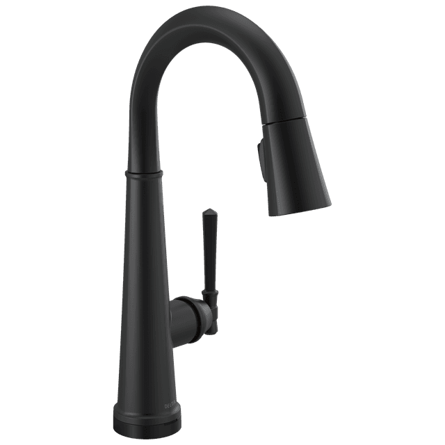 EmmelineE Single Handle Pull Down Bar/Prep Faucet with Touch2O Technology - Matte Black