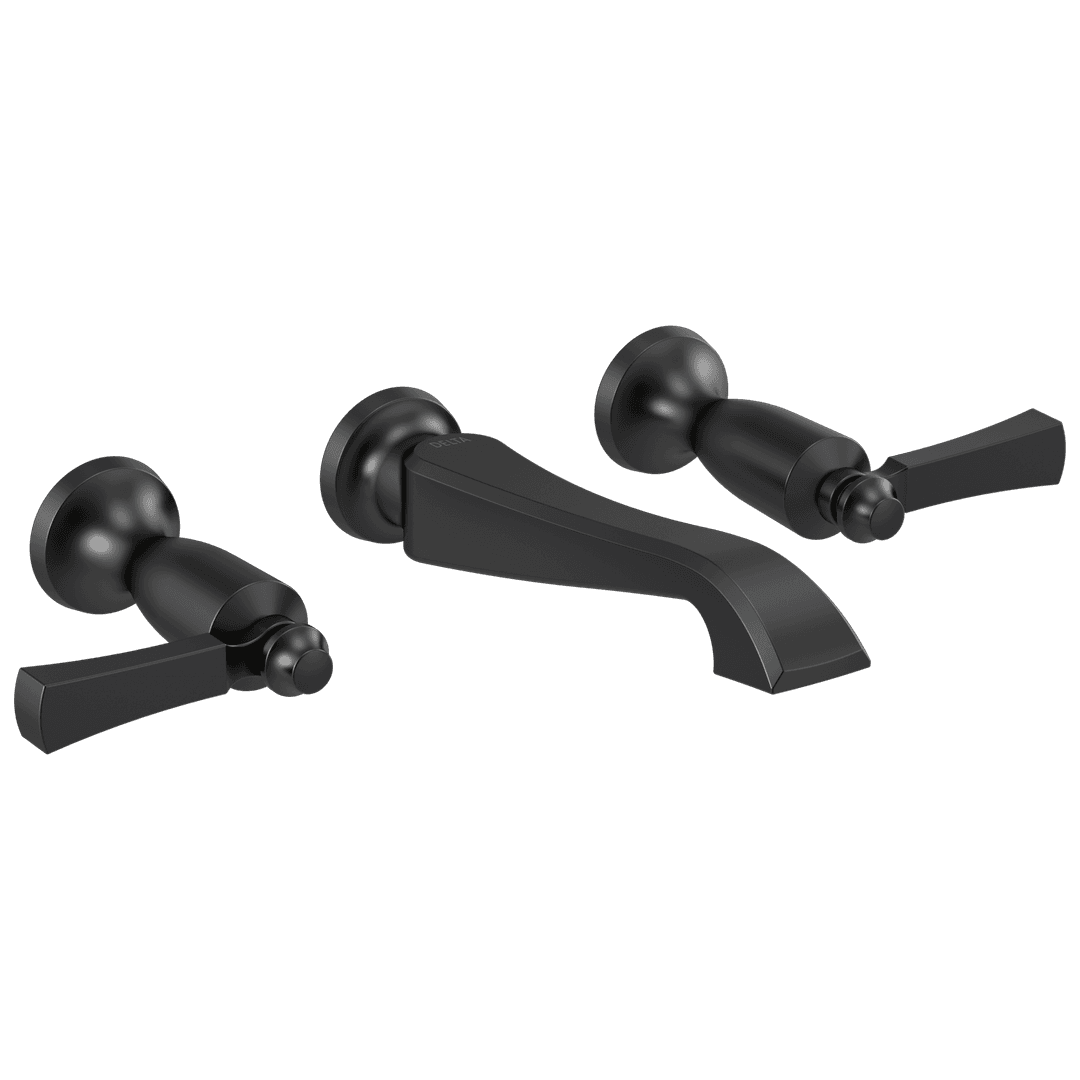 DorvalE Two Handle Wall Mount Bathroom Faucet Trim Only - Matte Black by Delta Faucet