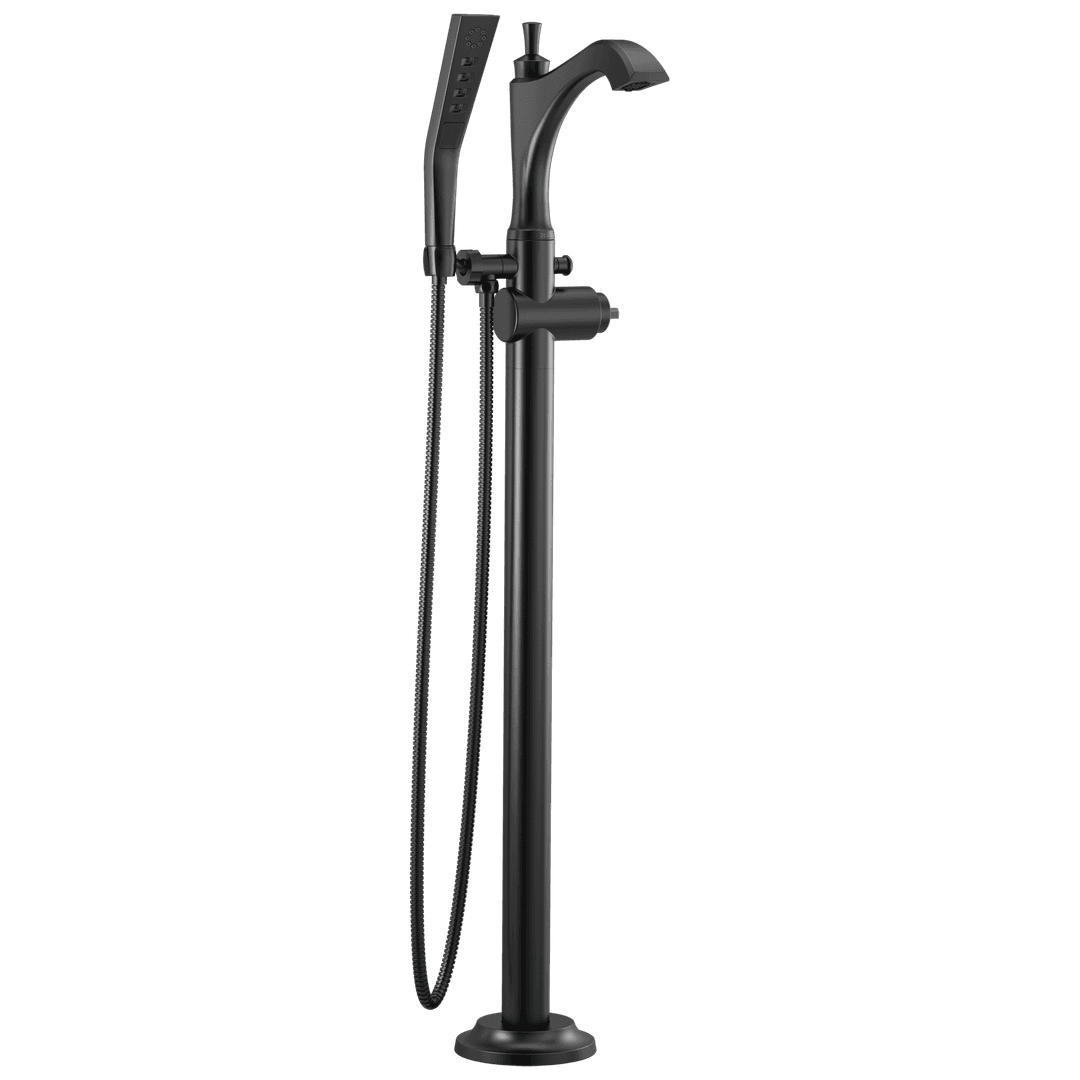DorvalE Single Handle Floor Mount Tub Filler Trim - Less Handle - Matte Black by Delta Faucet