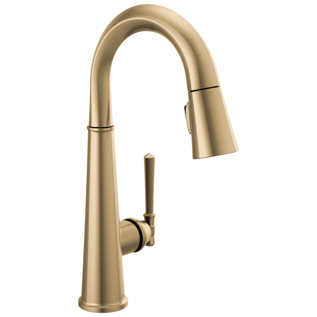 EmmelineE Single Handle Pull Down Bar/Prep Faucet - Lumicoat Champagne Bronze by Delta Faucet