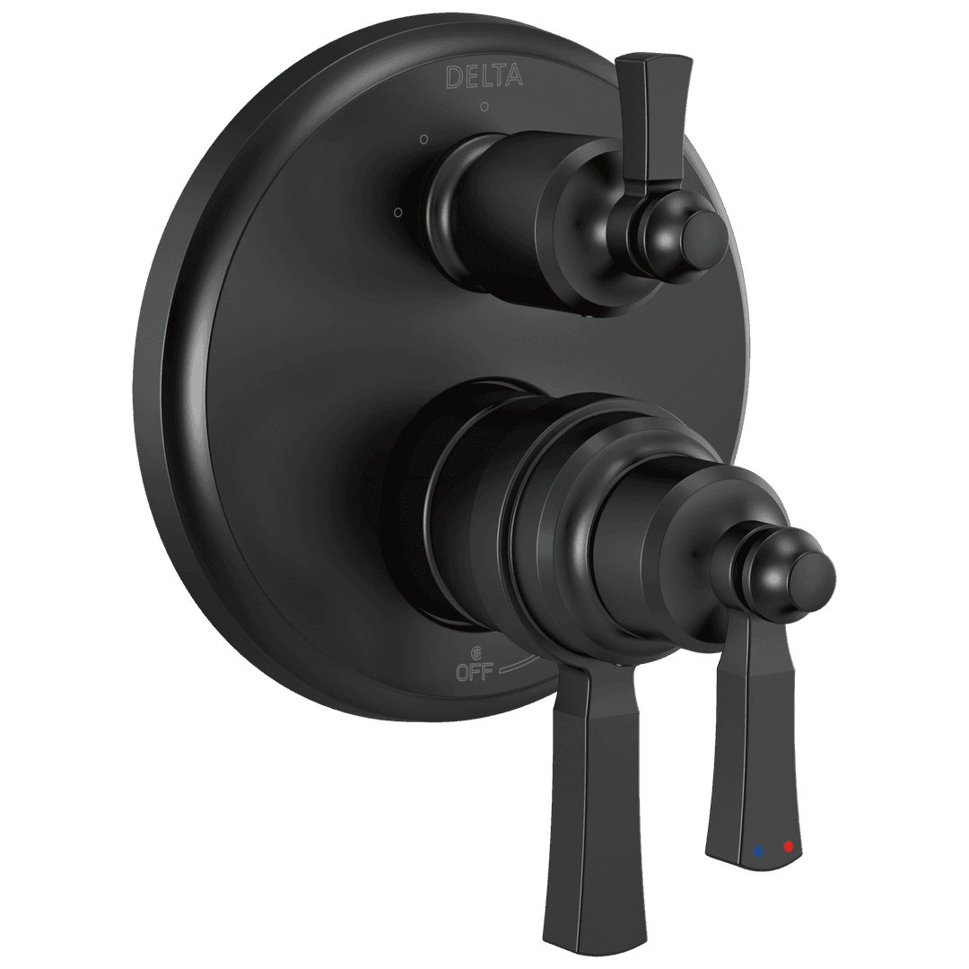 DorvalE Traditional 2-Handle Monitor 17T Series Valve Trim with 6 Setting Diverter - Matte Black by Delta Faucet